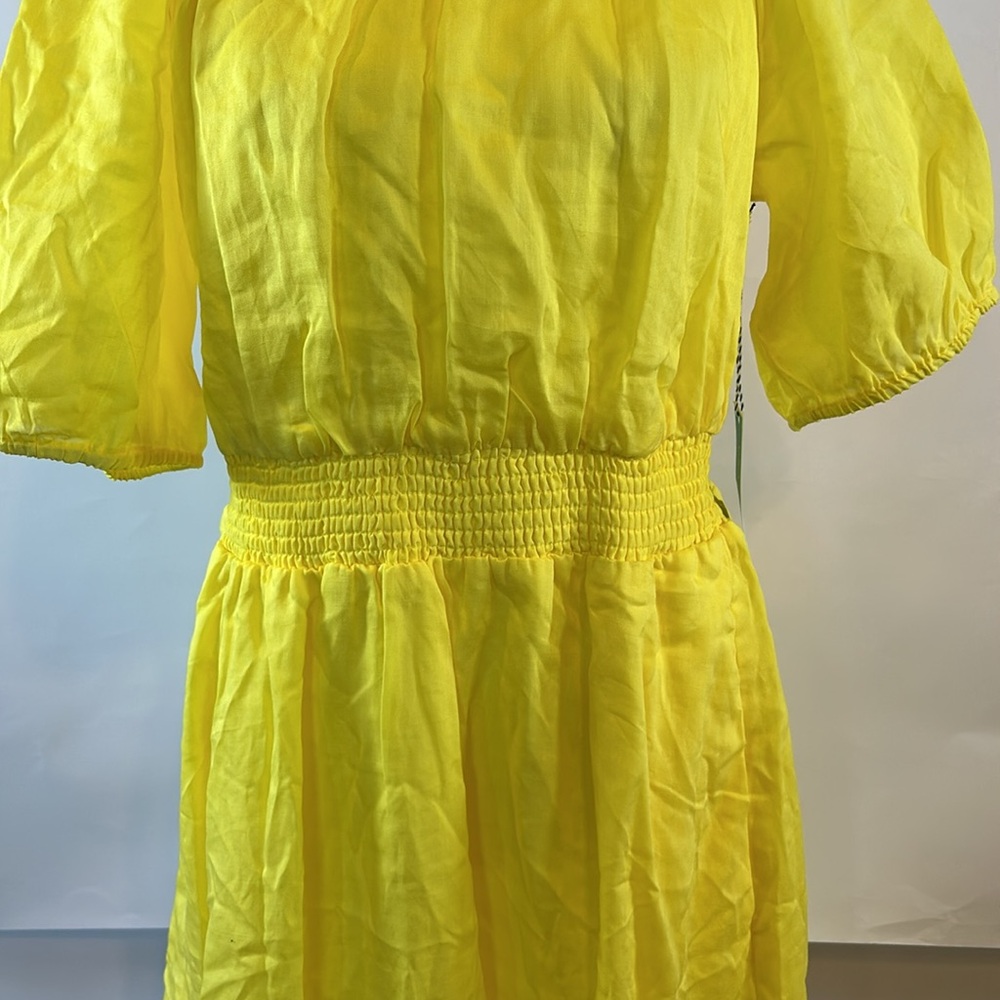 Draper James RSVP | Smocked Waist Yellow Linen Blend Dress | Medium - Picture 6 of 15
